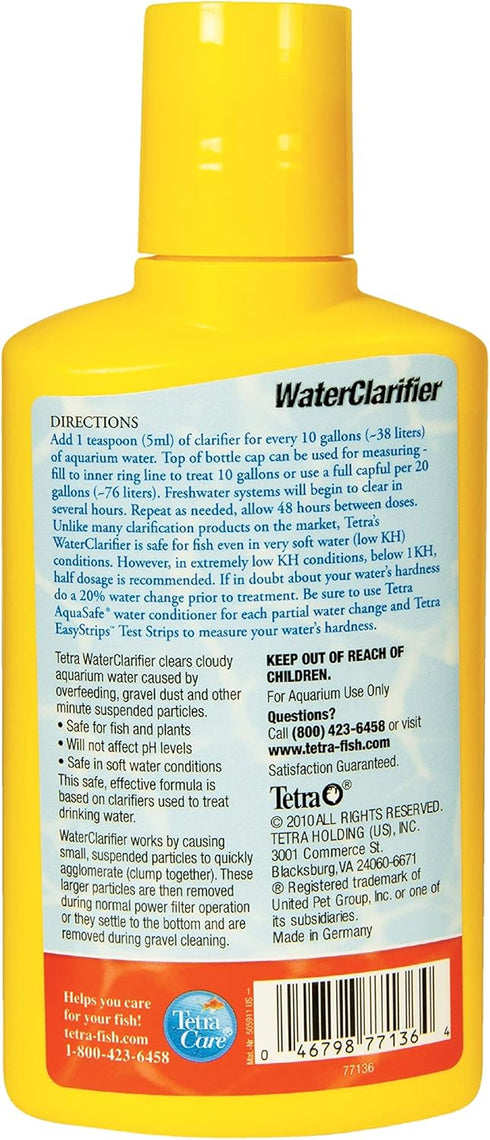 Tetra Water Clarifier, Aquarium Treatment Solution, 8.45 oz, Clears Cloudy Aquarium Water, Safe to Use with Fish and Plants, For Fresh Water