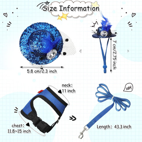 9 Pcs Chicken Harness with Leash and Hats Set, Funny Accessories for Hens, Duck, Goose, Parrot, Adjustable Training