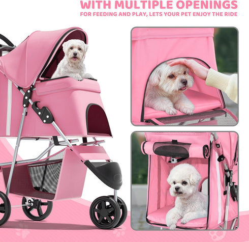 Magshion 3-Wheel 33lbs), Pet Stroller, Foldable Travel Jogger for Small & Medium Dogs & Cats (Up to Lightweight Carrier
