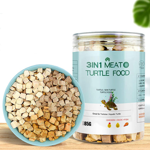 3 in 1 Meat Turtle Food - Natural Freeze Dried Human-Grade Chicken, Duck & Fish Treats