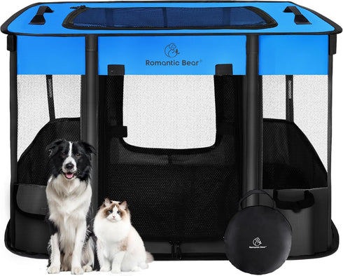 Dog Playpen,Pet Playpen,Foldable Puppy Cat Playpen, Portable Exercise Kennel Tent Crate,Water-Resistant Breathable