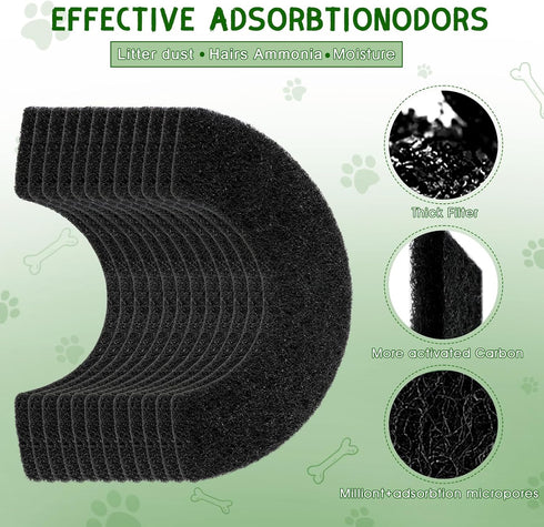 12 Pack Carbon Filters Compatible with Model 4, Cat Litter Box Filters Replacement to Absorb Odors Control Damp