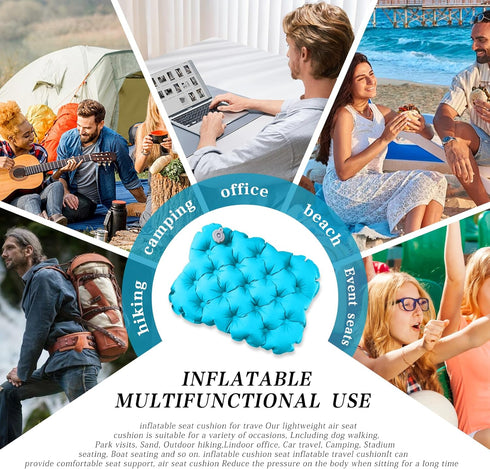Tifuld Inflatable seat Cushion-Travel Cushion Lnflatable Portable Air Sitting Pad for Stadium Camping OfficeCan also be