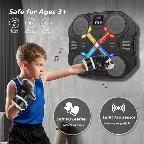 3 4 5 6 7 8 9 10 11 12+ Music Boxing Machine Sport Toys for Kids and Adults,Wall Mounted Bluetooth Smart Punching
