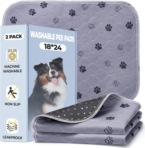 Fostanfly Reusable Puppy Pads, 2 Pack 18"x 24" Washable Pee Pads for
