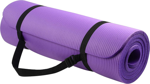 Signature Fitness Extra Thick High Density Anti-Tear Yoga Mat with Carrying Strap, Multiple Colors