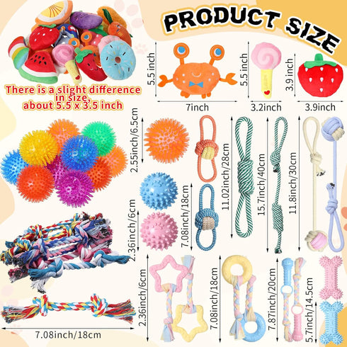 Syhood 60 Pcs Squeaky Dog Toys Bulk for Small Dogs, Plush Chew Toys and Spiky Balls for Teething
