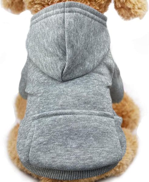Jecikelon Winter Dog Hoodie Sweatshirts, Warm Dog Clothes for Small Dogs Chihuahua Coat, Grey, Medium