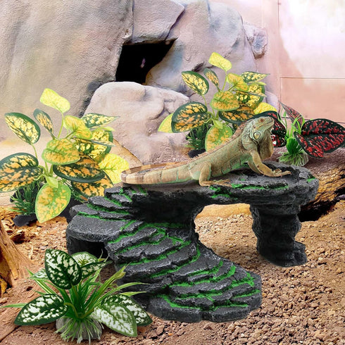 Reptile Artificial Plants, Terrarium Decorations Supplies, Aquarium Fish Tank Plant, Amphibian Habitat Accessories (M