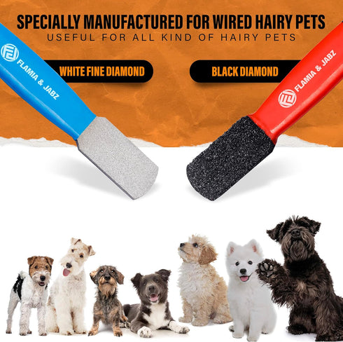 Stripping Metal Stone Diamond Edged for Dogs, Cats & Pets - Plastic Grip (2 Piece Pack of Coarse & Fine)