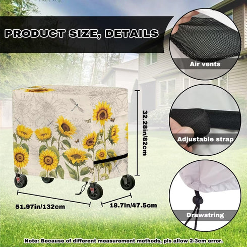 Puxucrazy Patio Cooler Cover Sunflower Rolling Cooler Cover Anti-UV Patio Ice Chest Protective Covers for Outdoor Bar
