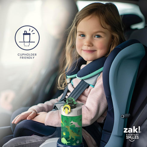 16oz 2-Pack Set Zak Designs Sage Kids Water Bottle For School or Travel, Durable Plastic Water Bottle With Straw