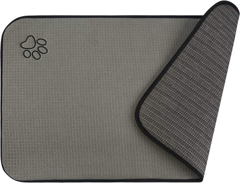 Sinland - Microfiber Pet Bowl Mat Dish Drying Mat with Anti-Skid Backing, 14.2Inch x 24Inch Grey