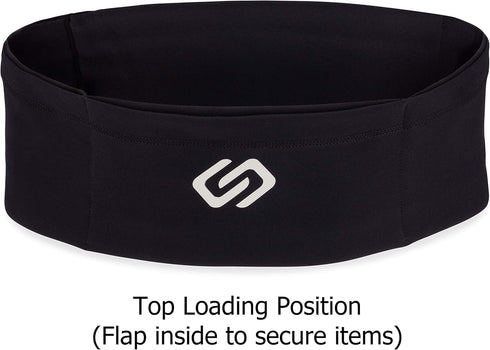 Sporteer VersaSlim Running Belt, Black, Large, Travel Money and Passport Waist Pack for Smartphones