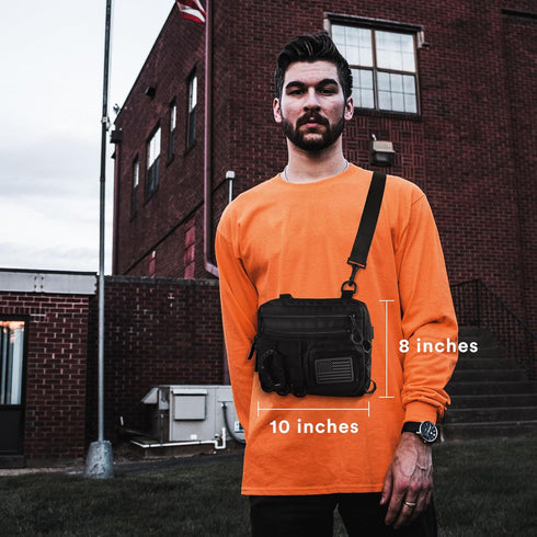 Fitdom Black Small Tactical Messenger Bag for Men, EDC with Multiple Carry Options: Sling, Shoulder, Crossbody