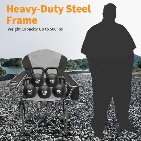 500 LBS NEWBULIG Oversized Folding Camp Chair for Adults, Heavy Duty Support, Portable Outdoor Collapsible Chairs
