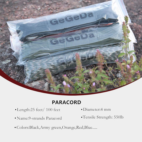 Paracord 550 9 Core Camping Rope 100FT (Army Green, 100 feet)