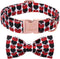 Valentine's Day Adjustable Dog Collar for Small Dogs with Bow Tie, Red&Black Love Heart Collar for Medium Large Dogs,