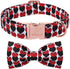 Valentine's Day Adjustable Dog Collar for Small Dogs with Bow Tie, Red&Black Love Heart Collar for Medium Large Dogs,