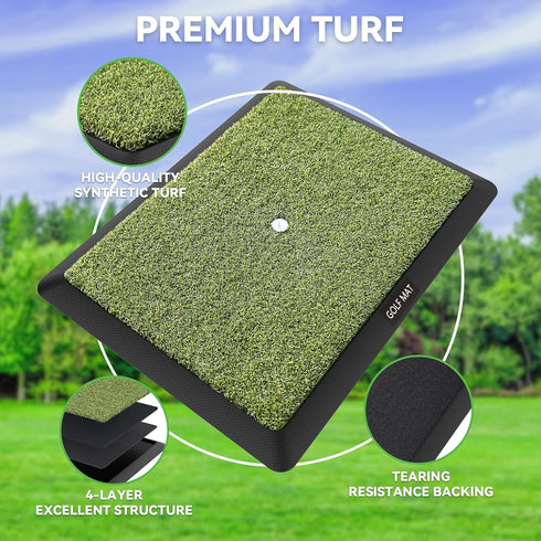 Golf Mat Artificial Turf - Indoor & Outdoor Practice Hitting/Chipping Mat with 3 Replaceable Golf Mats