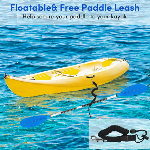 Kayak Paddles Adjustable 88in 4 Piece Oars for Adults with Paddle Leash, Canoe Water Sports