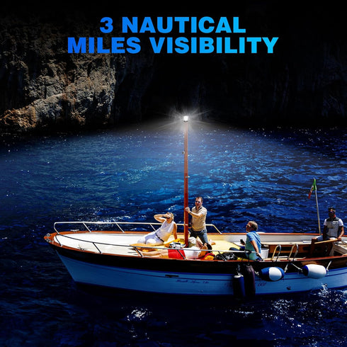 3NM 360 Sailboat, Mast Head Anchor Light, Visibility Boat All Round Light, White LED Boat Navigation Lights for Marine
