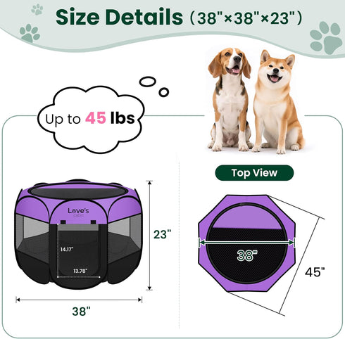 Love's cabin Pet Puppy Dog Playpen, Large Dog Tent Crates Cage Indoor/Outdoor, Portable Playpen for Cat, Foldable Pop