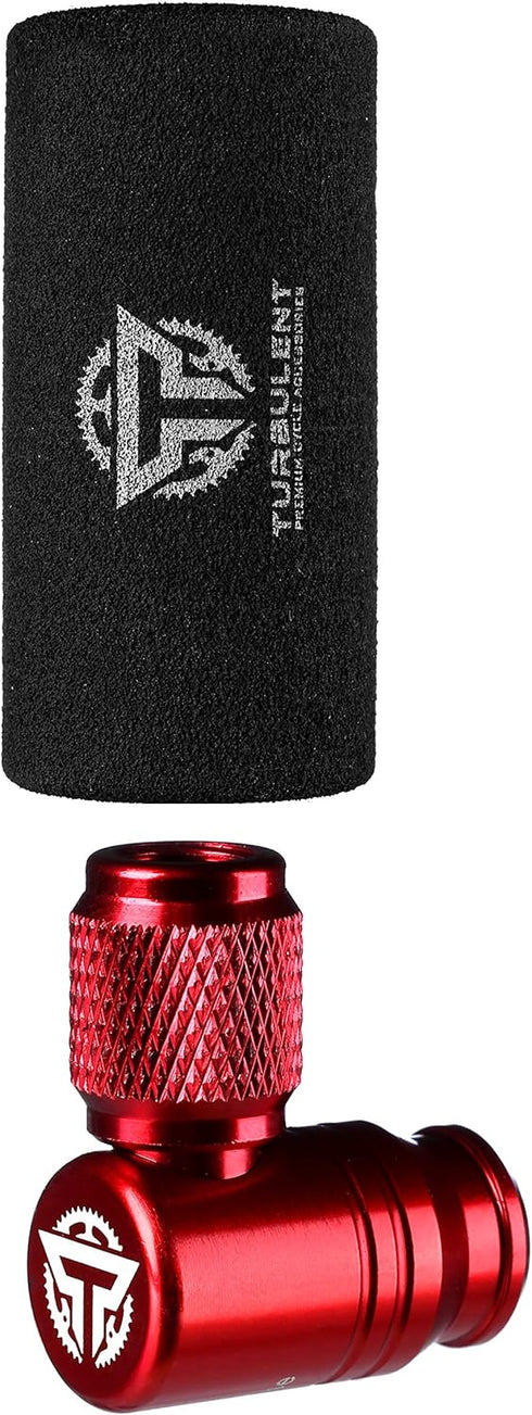 Turbulent CO2 Bike Tire Inflator Set - Presta and Schrader Valve Compatible - Quick Air Pump Tool for Mountain - MTB - Road - and Off-Road Bicycles - Insulated Sleeve - Cartridge Not Included by Turbulent