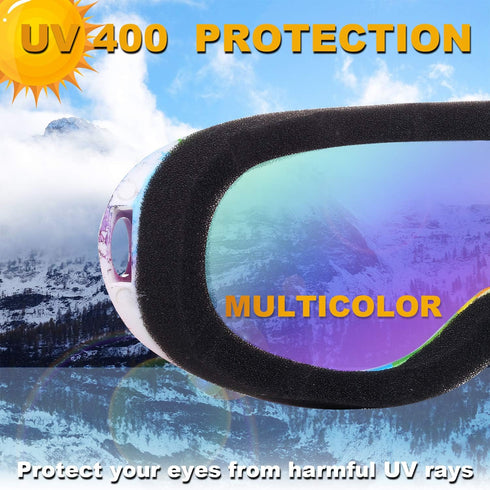 Ski Goggles, Pack of 2, Snowboard Goggles for Kids, Youth, Men