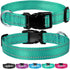 Reflective Dog Collar Adjustable Safety Nylon for Small Medium Large Dogs, Green L