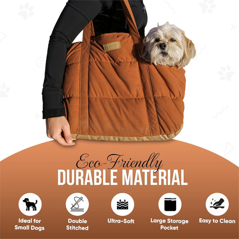 Cozy Plush Pet Carrier Purse - Lightweight Tote Design with Secure Harness Clip for Small Dogs and Puppies