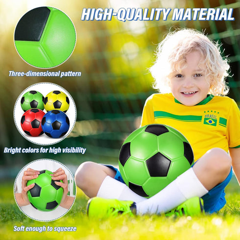 Junkin 4 Pcs Soft Foam Soccer Ball, 6'' Size 2, Indoor Outdoor Mini Sponge for Kids Beginner Practice