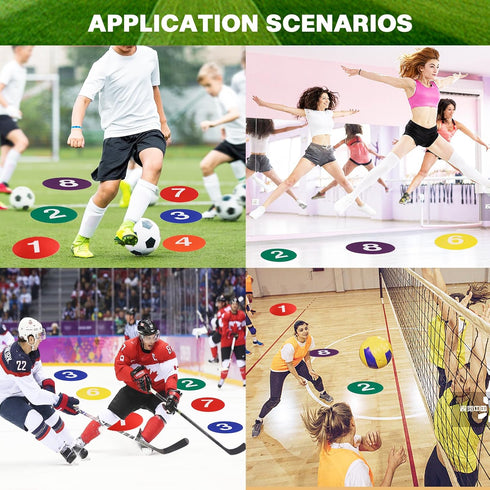 Nuburbur 9 Inch 10/24 Poly Spots, Anti-Slip Spot Markers Floor Spots, Waterproof Flat Filed Cones Poly Dots for Agility
