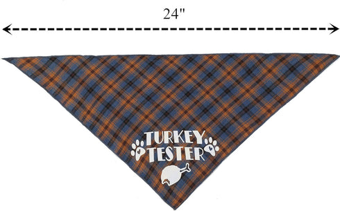 Thanksgiving Bandana for Small Medium Dogs - Turkey Taster Blue Pet Scarf