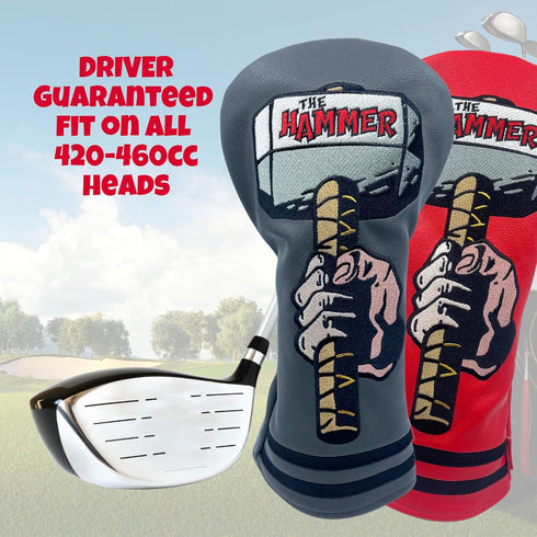 Funny Golf Club Covers, The Hammer Driver Headcover and Little Hammer Fairway Wood Head Covers, Golf Accessories for Men