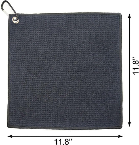 Quacc Premium Golf Towel - Absorbent Microfiber Waffle Pattern with Carabiner Clip for Cleaning Golf Ball Club