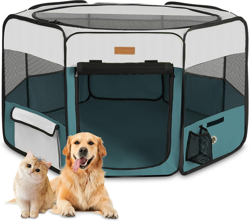 Dog Playpen, Portable Pet Play Pen for Cat, Puppies, Rabbits, Chickens, Foldable Large-Capacity Pet Tent