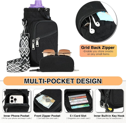 AGLOD Water Bottle Carrier with Strap - Essential Crossbody Bag for Active Lifestyles