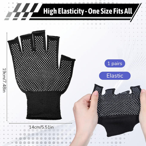 Xthrotsenk 2 Pairs Fingerless Work Gloves Workout Gloves for Men Black Half Gym Glove Thin Non Slip Exercise Anti-Slip
