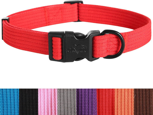 Soft Padded Breathable Cotton Dog Collar by lynxking, Solid Color Strong Adjustable Pet Collar for Little Puppy