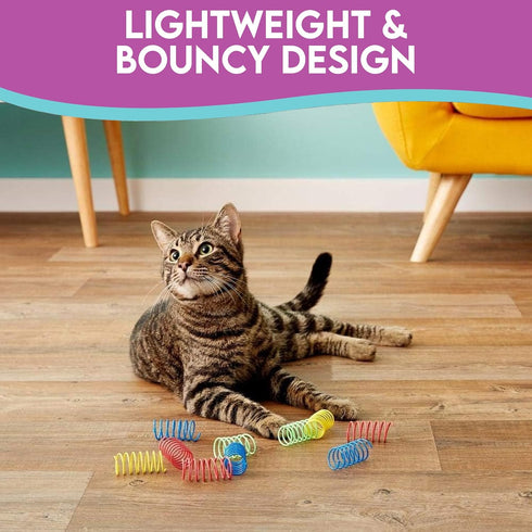 SPOT 3" 10-Pack Colorful Springs Cat Toys Bouncy Coils for Indoor Cats & Kittens to Swat, Chase & Bite, Safe