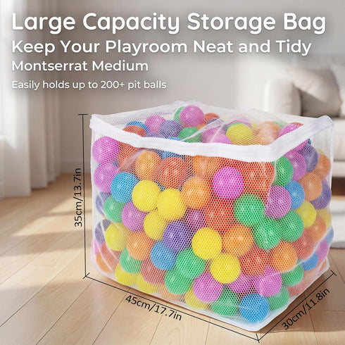 RAINFLOW 2 17.7 11.8 13.7 Inches, PCS Ball Pit Balls Bags - Storage Mesh Bag with Zipper Suitable for Storage,Sturdy