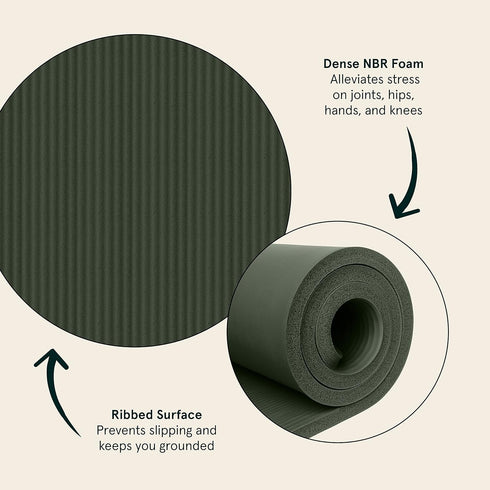 Retrospec Solana Yoga Mat, 1" Thick Non Slip Exercise Mat with Nylon Strap for Home Yoga, Pilates, Fitness