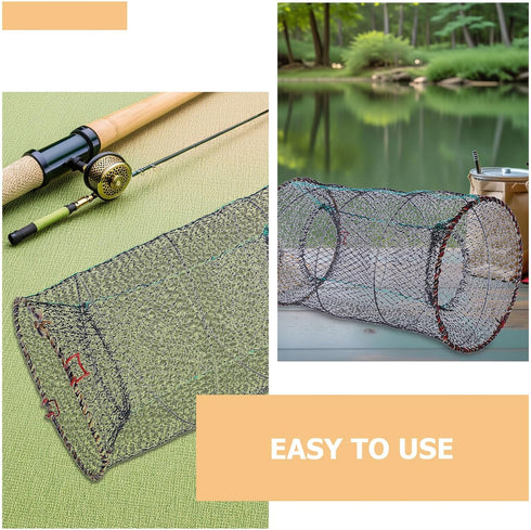 TOMETURE 25cm 3pcs Foldable Fishing Trap Net with Nylon Mesh, Diameter, Portable Crab and Shrimp Catch Cage