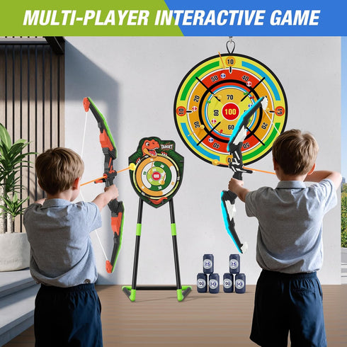2 Pack 29" Set 24 3 4 5 6 7 8 9 10 11 12 HYES Kids Bow and Arrow with Large Dart Board, LED Light Up Archery
