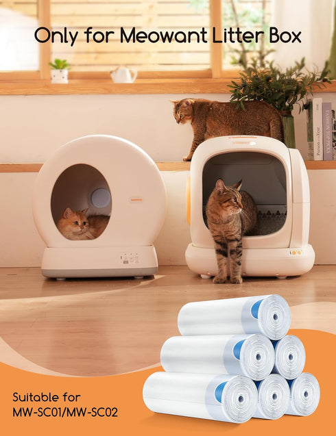-120PCS MW-SC01/MW-SC02 6 (20 MeoWant Cat Litter Box Liner Heavy Duty Drawstring Trash Bags for MeoWant Automatic