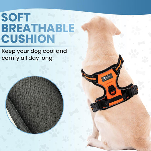 Dog Harness No-Pull Pet Harness - Adjustable Outdoor Vest for All Sized Dogs in Orange