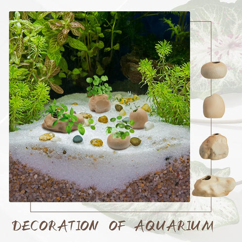 Norme 8 Pcs Ceramic Aquarium Plant Pots, Aquatic Cup Holder for Fish Tank Decorations