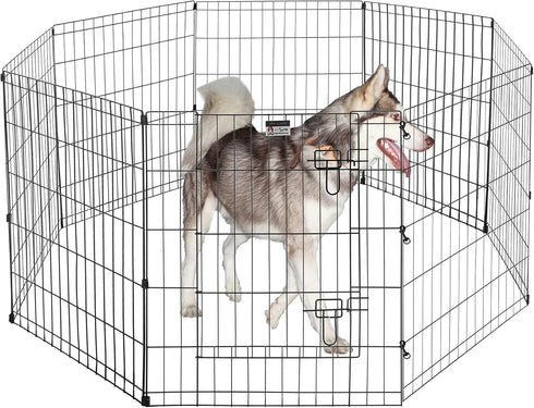 Pet Trex 24" Exercise Playpen for Dogs, Eight 24" x 30" High Panels with Gate