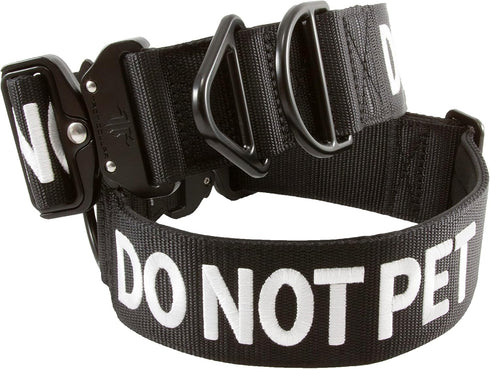 DO NOT PET Nylon Collar, 2 Inch for Small, Medium, Large Dogs, Neoprene Padded Inside, Black, Medium